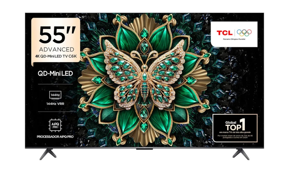 TV TCL 55″ C6K QD-Mini LED com 15% de desconto!