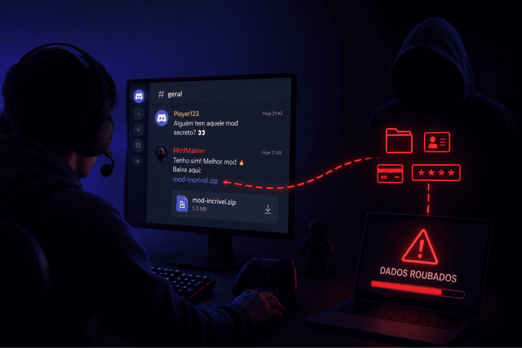 Hackers usam Discord e mods falsos para roubar dados de gamers, alerta especialista