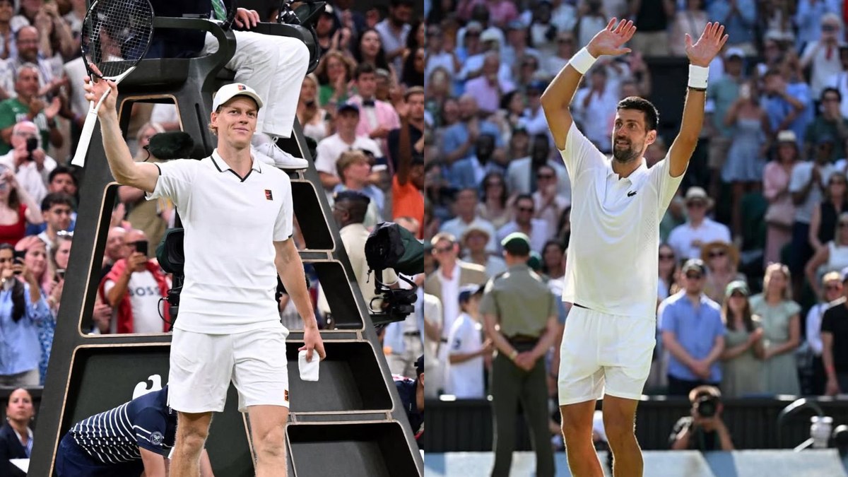 Sinner e Djokovic se enfrentam pela semifinal de Wimbledon, em Londres (Reino Unido)