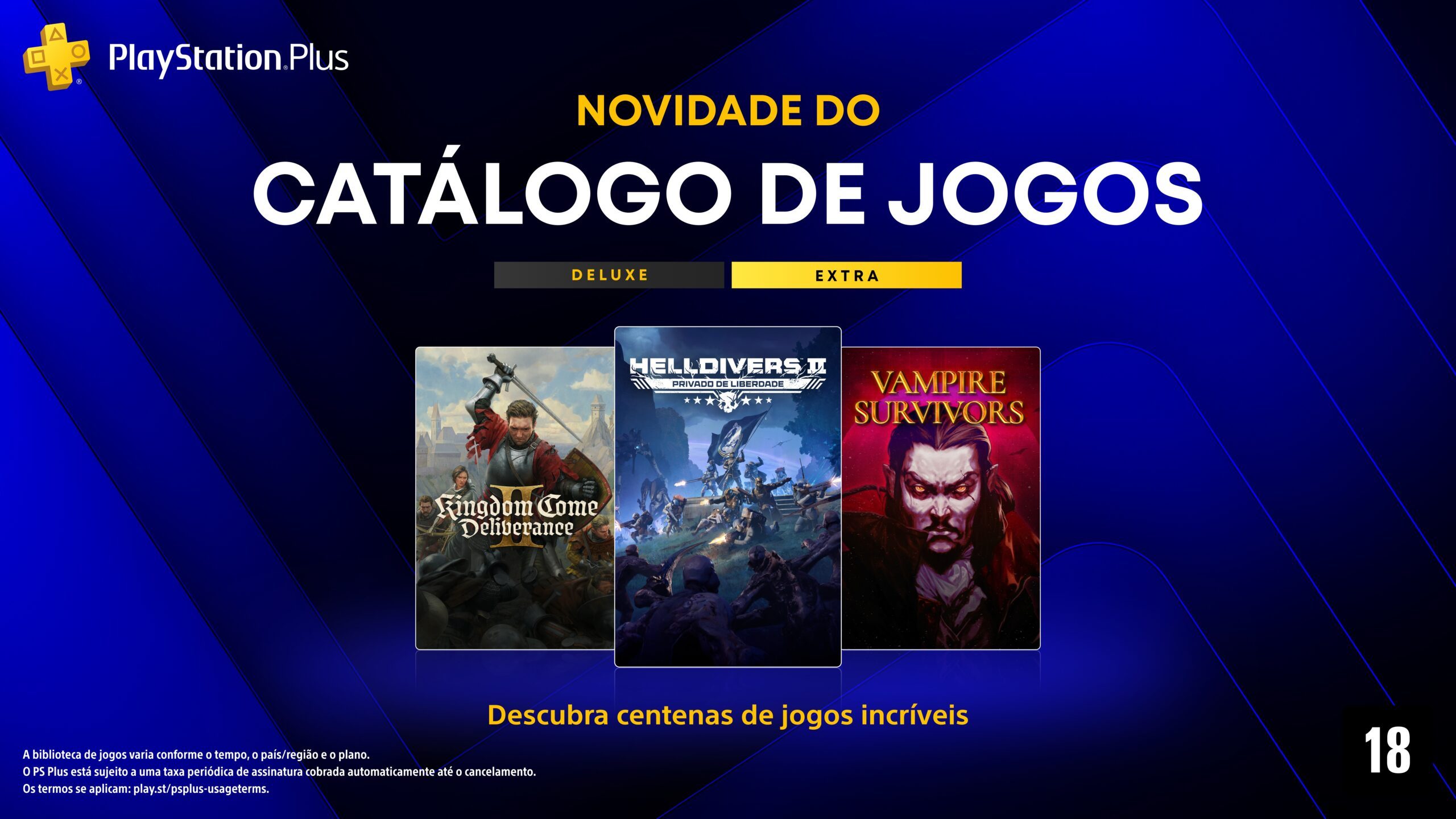 Confira as novidades de agosto no catálogo da PlayStation Plus: Helldivers 2, Kingdom Come: Deliverance 2, Vampire Survivors e mais