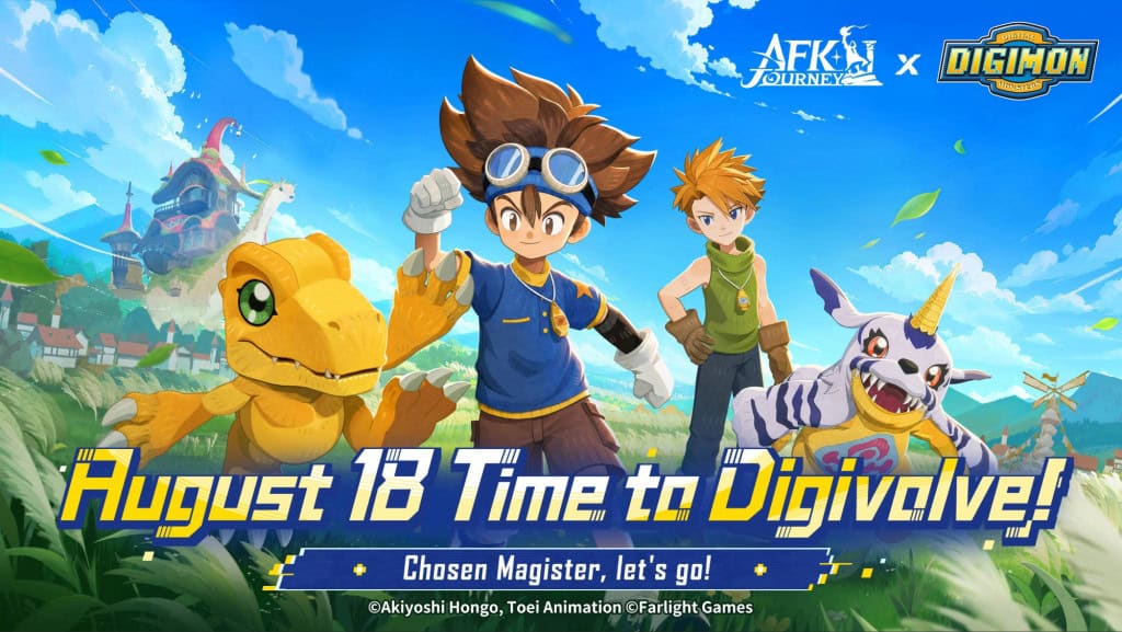 Digimon Adventure chega ao AFK Journey em crossover limitado com Taichi, Yamato e digievoluções