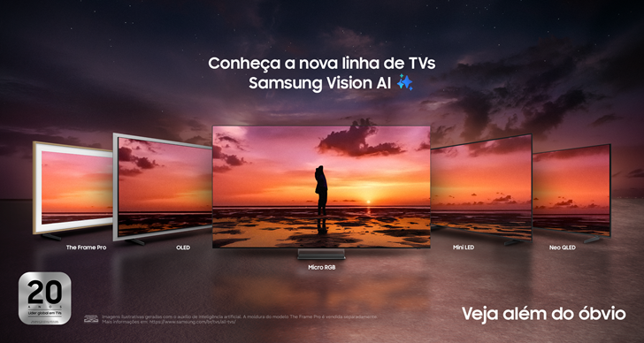 Samsung amplia portfólio premium de TVs no Brasil com novas Micro LED, OLED, Neo QLED e The Frame Pro
