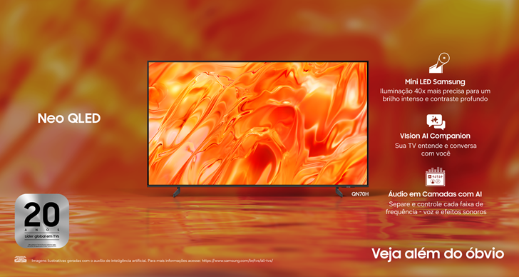 Samsung apresenta nova TV Neo QLED com recursos de inteligência artificial